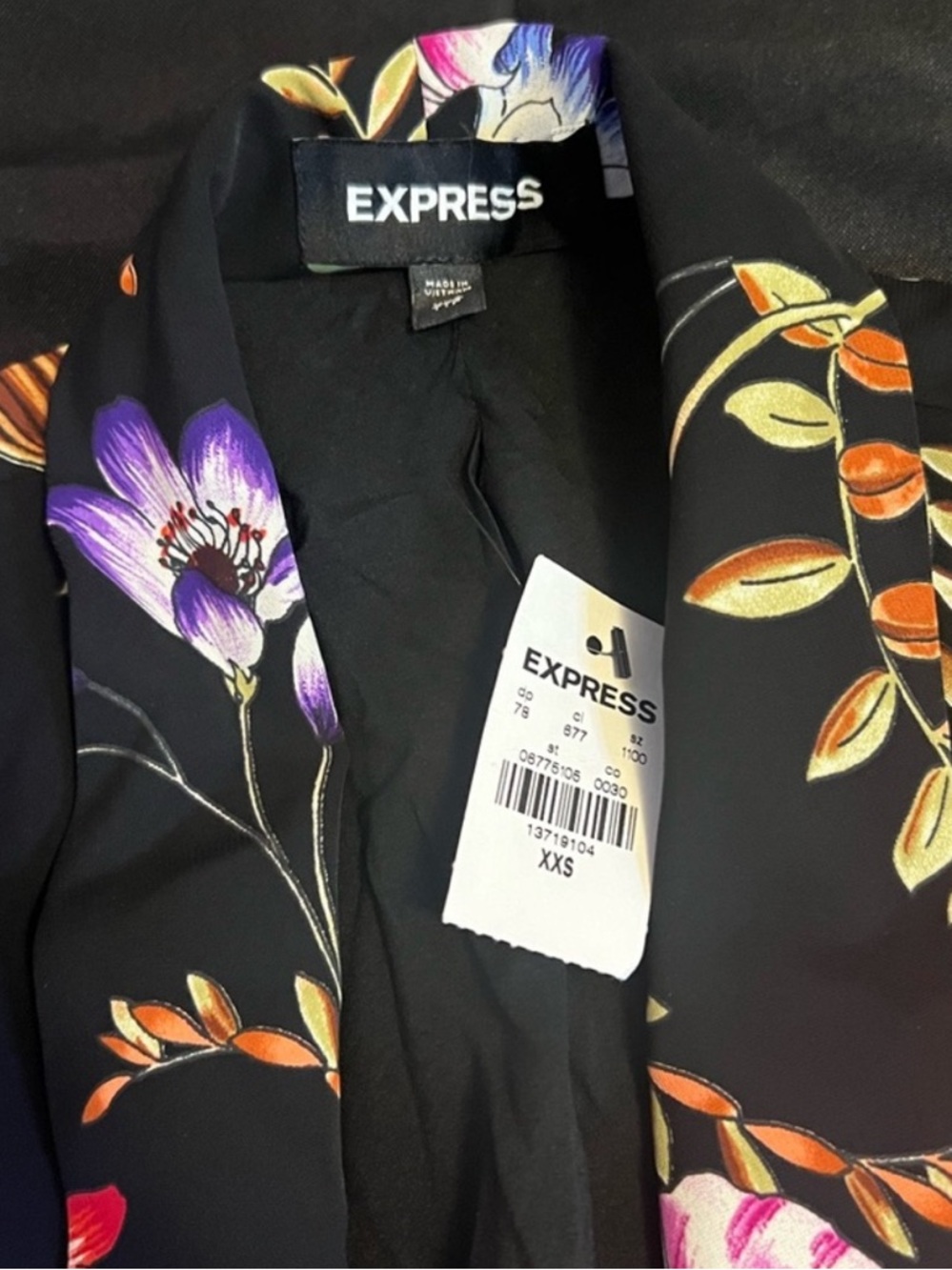 EXPRESS Black Floral Blazer Jacket - Multicolor Flower Print - Picture 4 of 4